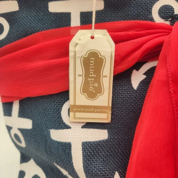 NWT Mud‎ Pie Tote Bag Anchor Print Rope Handles Beach Bag Purse Nautical Tote - Picture 3 of 8